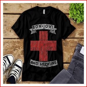 Bon Jovi Band Bad Medicine Classic Rock Music Unisex Tee Adult T-shirt Kid Shirt